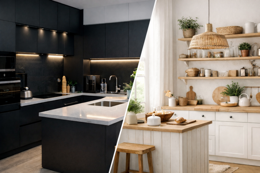 cozinha moderna e cozinha escandinava