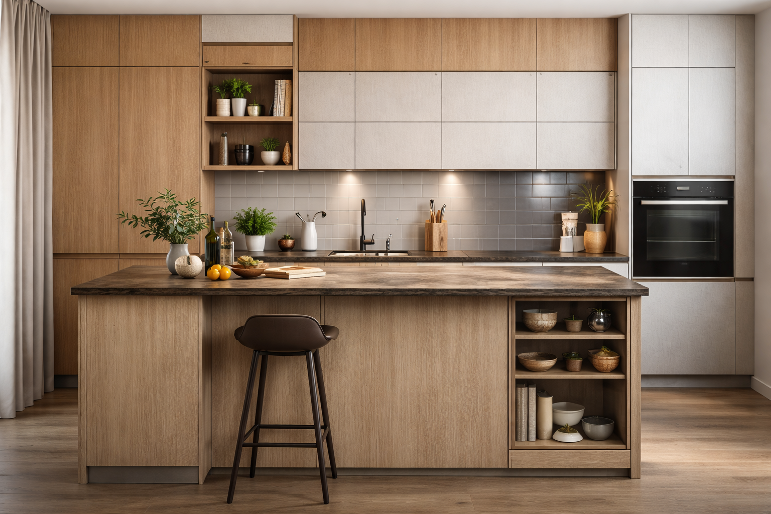 Cozinha planejada moderna funcional com armários sob medida