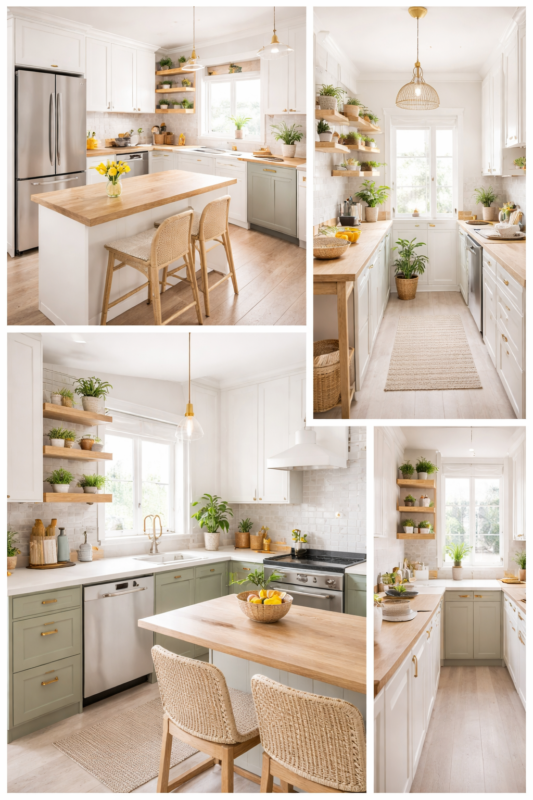 cozinha pequena moderna com cores claras que ampliam e iluminam o ambiente