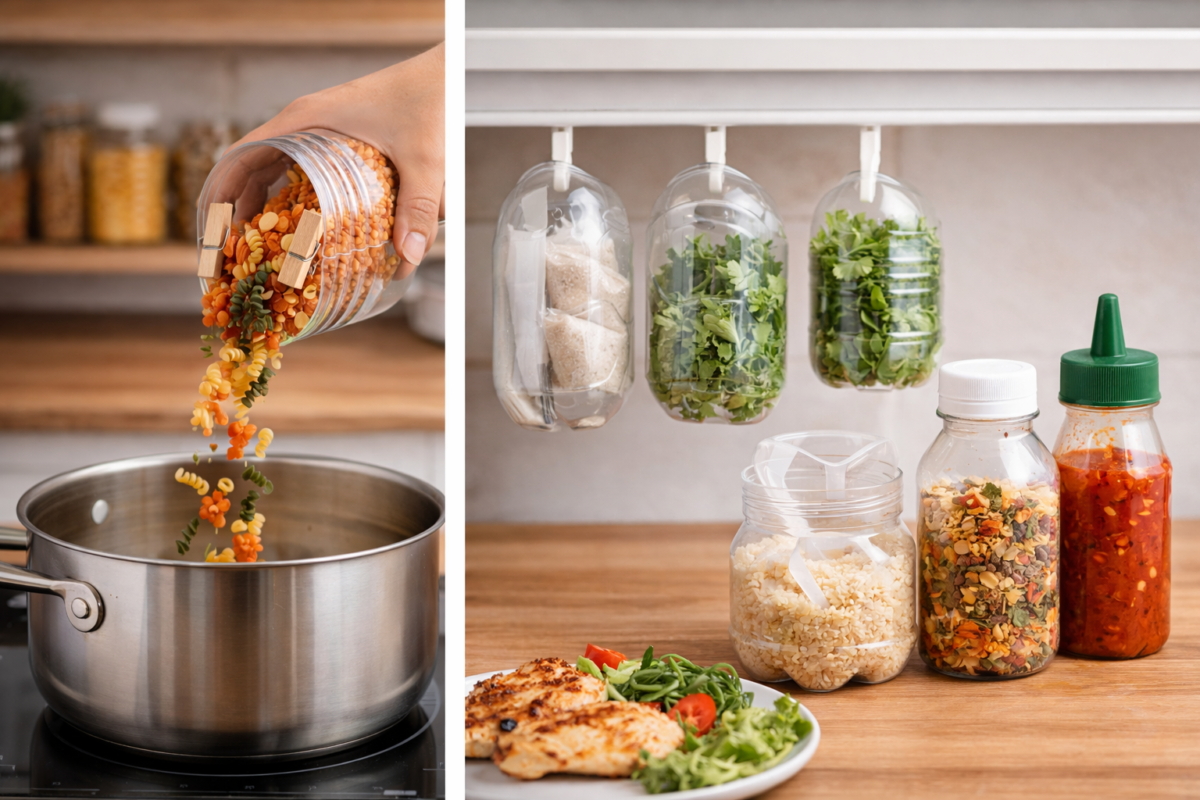 ideias criativas com garrafas pet reutilizadas na cozinha