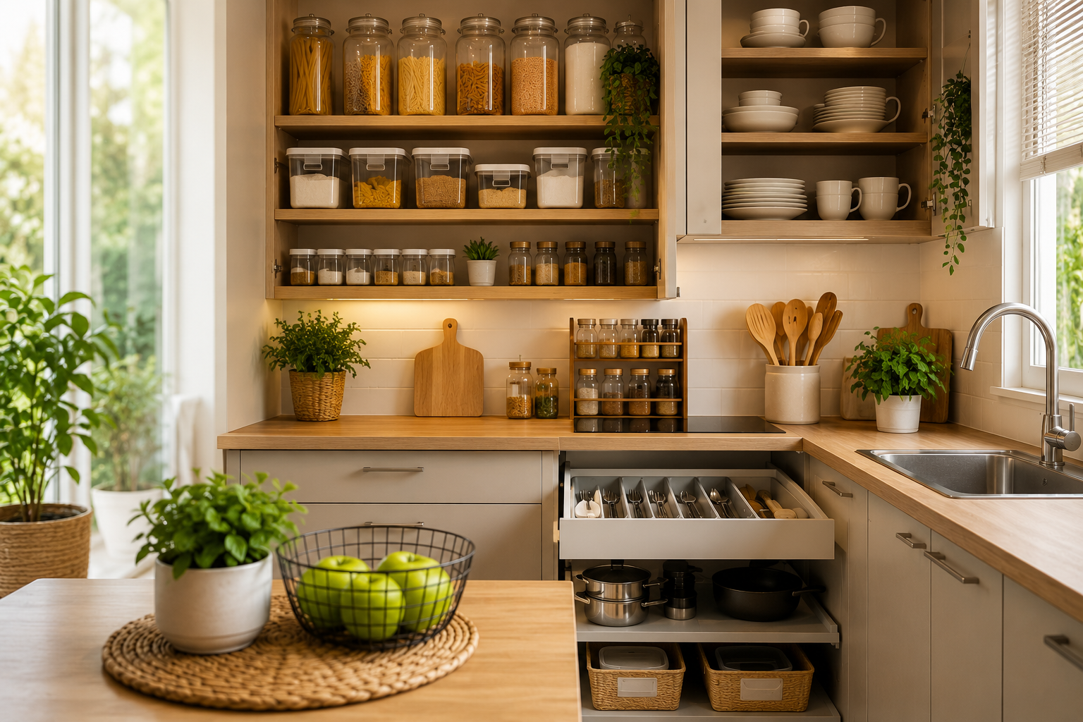 Cozinha moderna organizada de forma prática e funcional em um dia