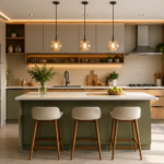 Projeto de cozinha ideal moderna com organização inteligente, iluminação natural e design minimalista elegante