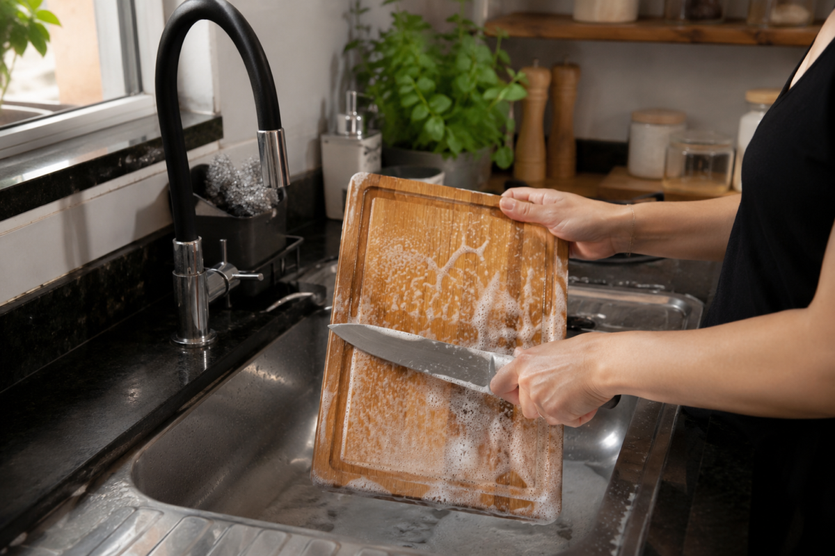 como higienizar utensílios de cozinha na pia com água e sabão