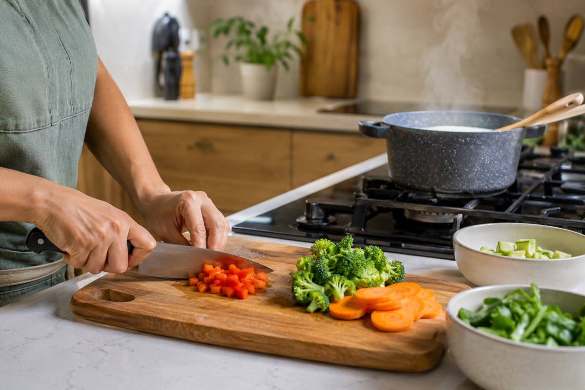 Preparando os alimentos por etapas para o meal prep