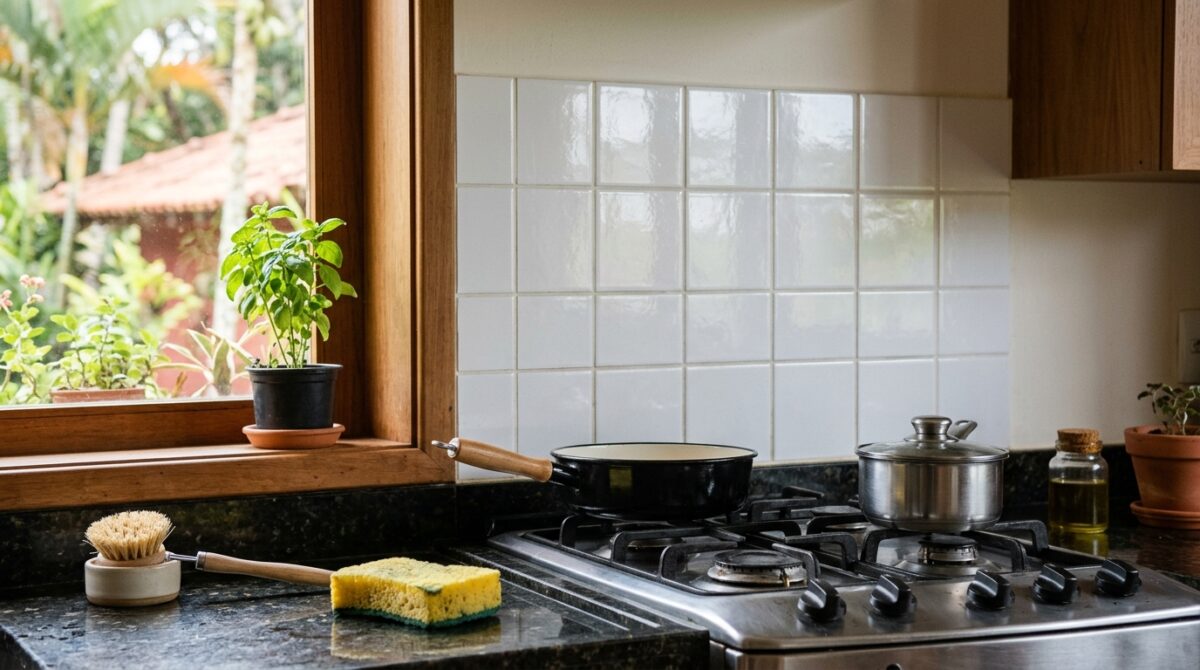 limpar azulejo de cozinha sem rasgar o rejunte com esponja macia